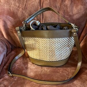 Divina Firenze Brown and Tan Woven Bucket Bag